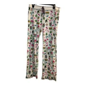 PJ Salvage White Pajama Pants with Colorful Tropical Print
